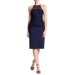 Black halo navy sleeveless Puplum Sheath Dress